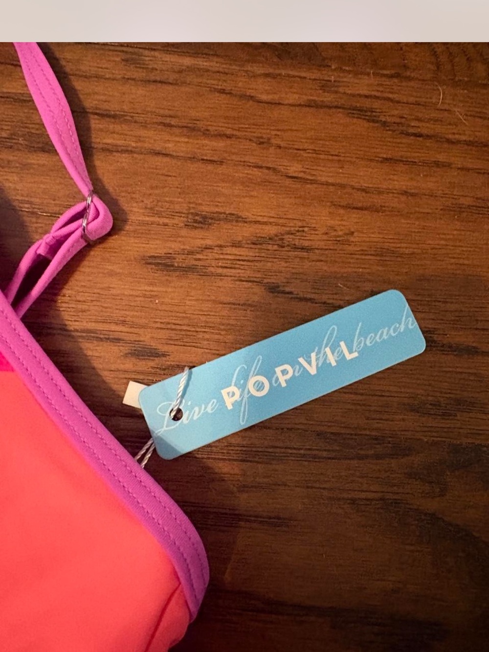Colorblock V-Notch Bikini Set in Neon Pink, Coral & Lavender - Picture 5 of 7